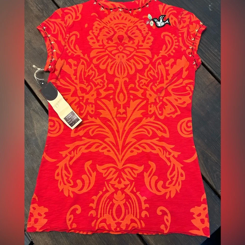 NWT Double D Ranch Red Embroidered Short Sleeve Top - Picture 9 of 9